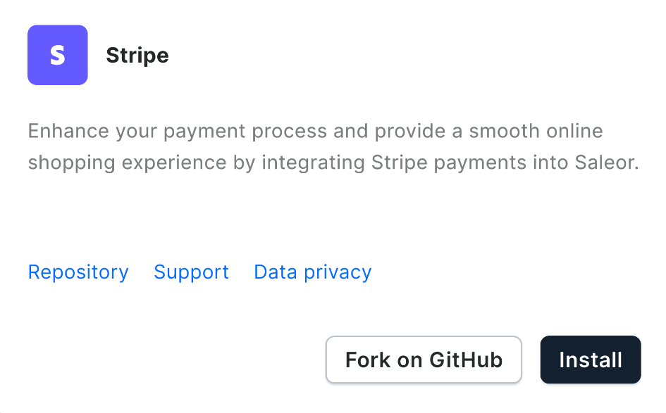 Stripe App installation card