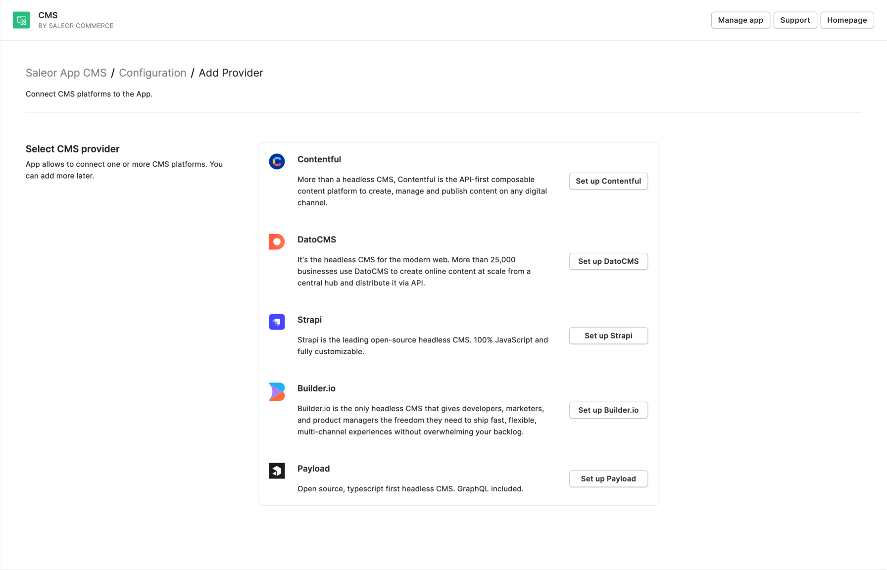 List of all the providers